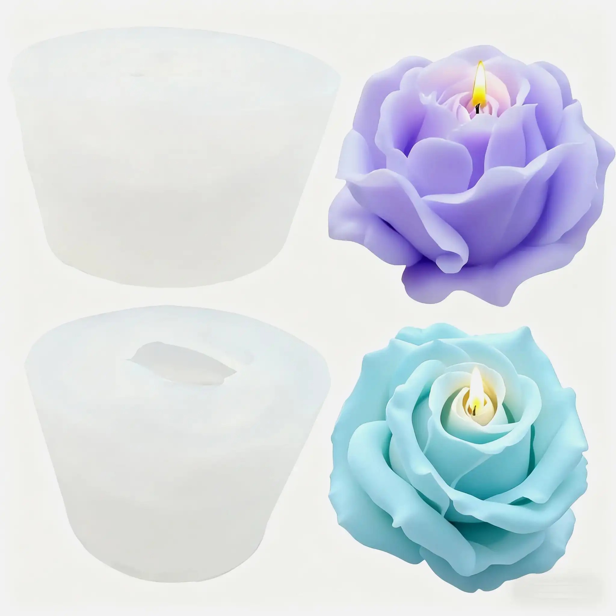 Candle Making Tips - 2 Parça Romantik 3D Gül Silikon
